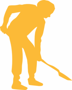 Mensch schaufelt bei der ObstStadt Wien